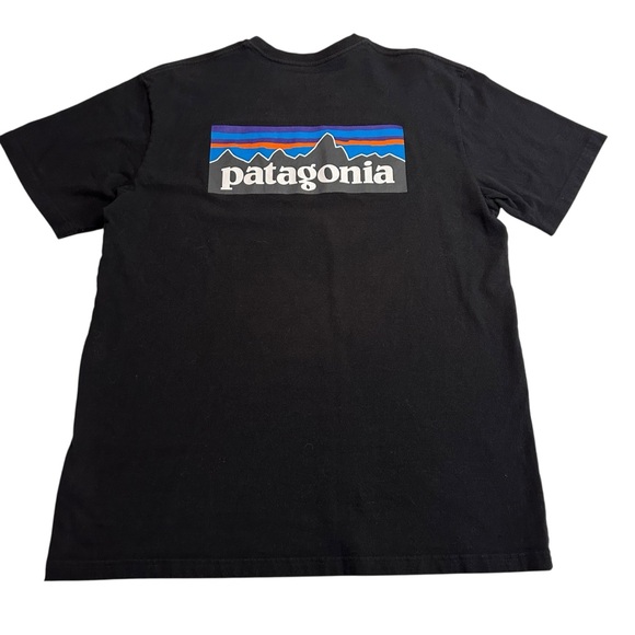 Black Patagonia Logo Tee T-Shirt Casual Athletic Active Men’s Casual Outdoors - Picture 1 of 5